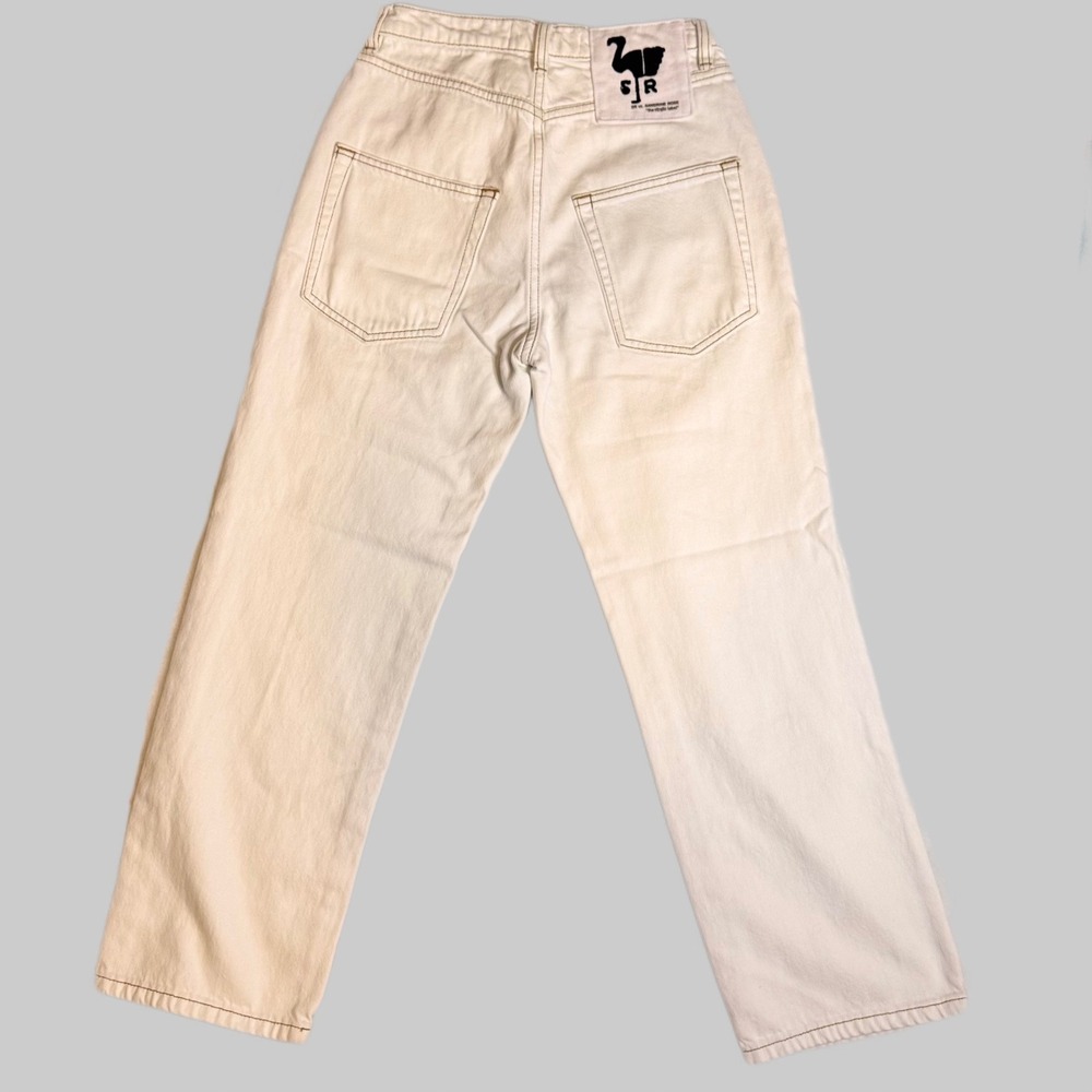 Sandrine Rose Free People High Rise Straight Leg Jeans White/cream MSRP $172‎ - Picture 7 of 7